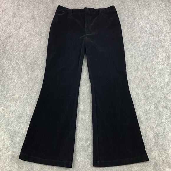 Steve Madden Velvet Pants Large Black Flared High Rise Dress Casual Soft Womens - Picture 1 of 16